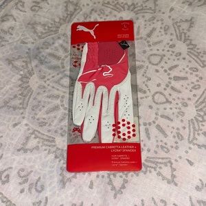 Puma Cabretta Leather White Pink Golf Glove Sz Large Right Hand